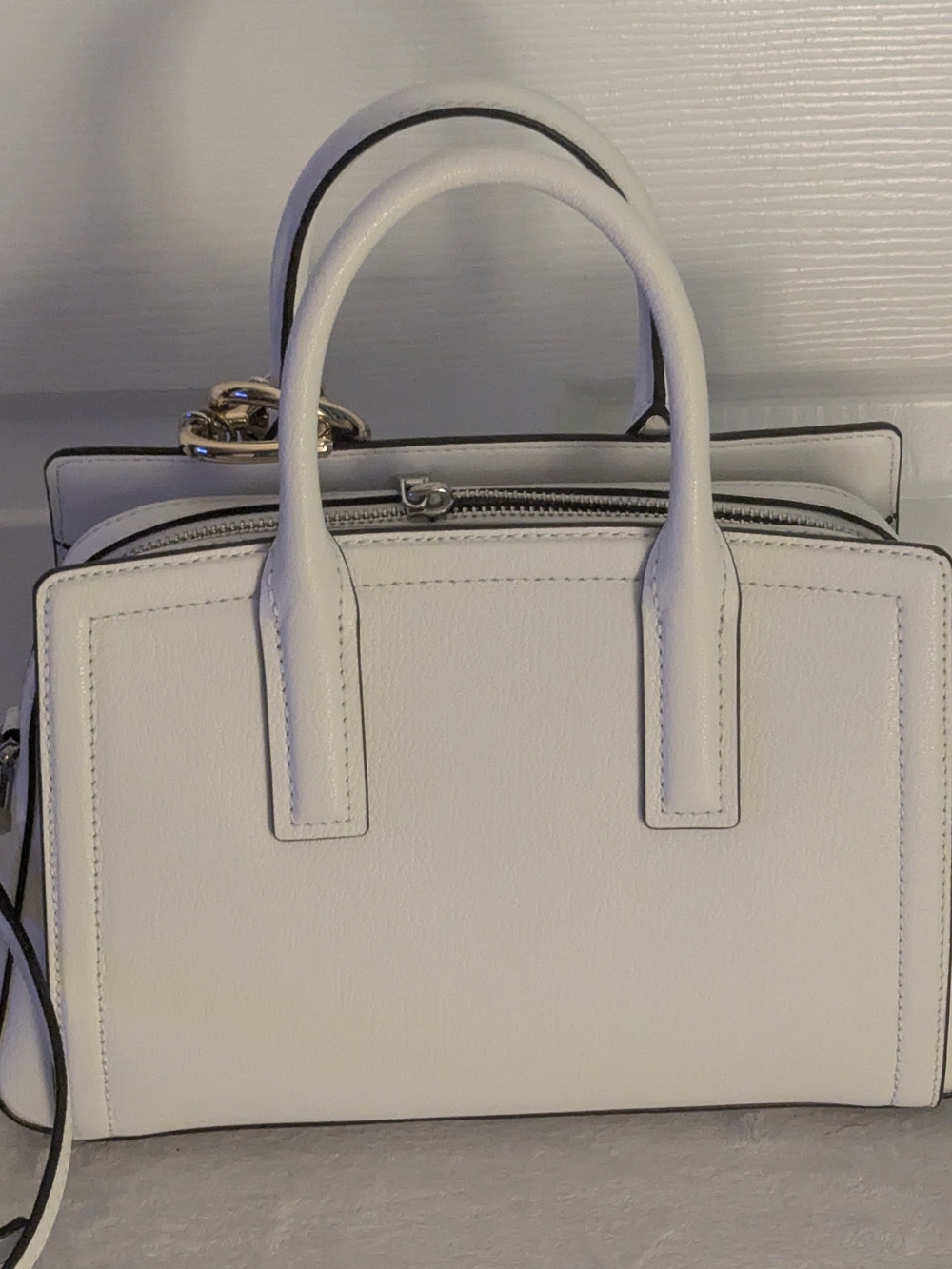 Michael Kors Laila Small Leather Satchel Optic White Crossbody NWT - Picture 2 of 9